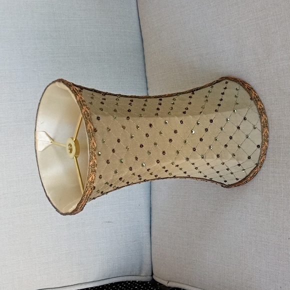 Fabric with Beads & Sequins Lamp Shade 10" Long - Picture 2 of 8